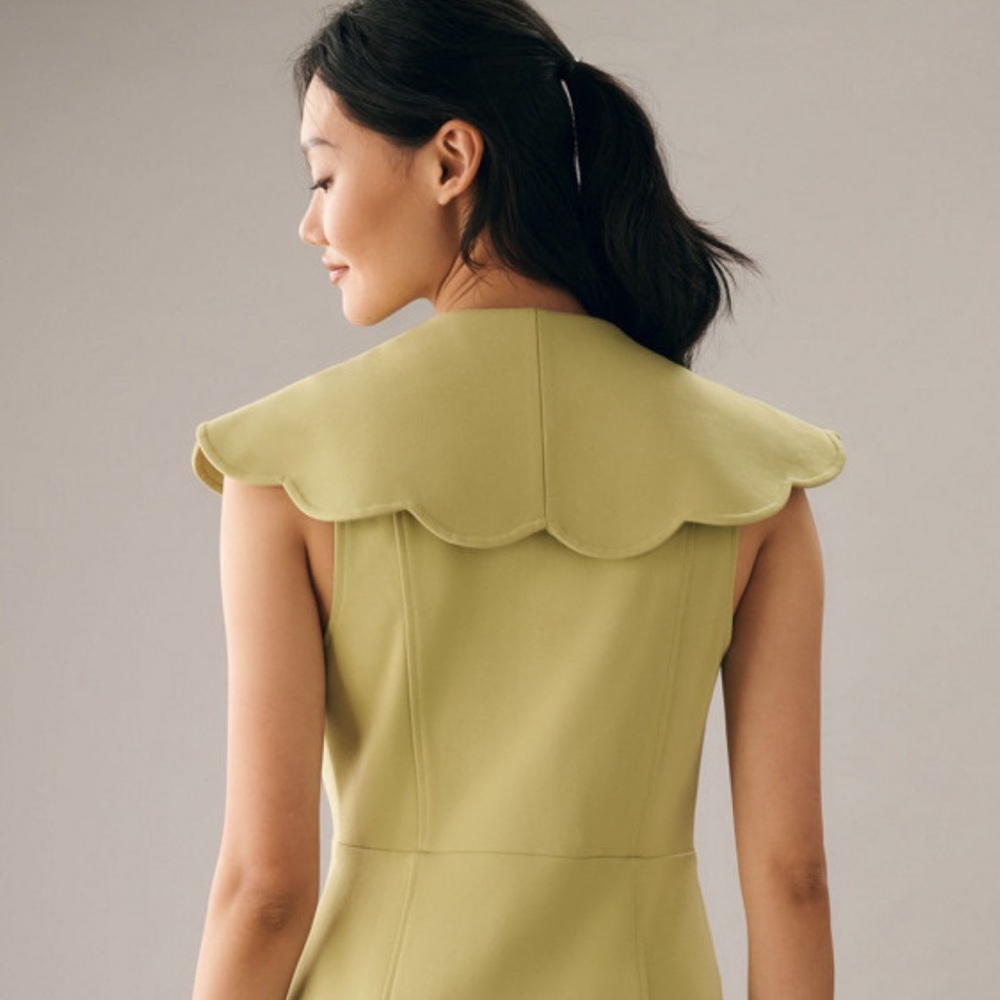 Anthropologie Maeve Scalloped Button-Front Green Dress - Picture 8 of 9